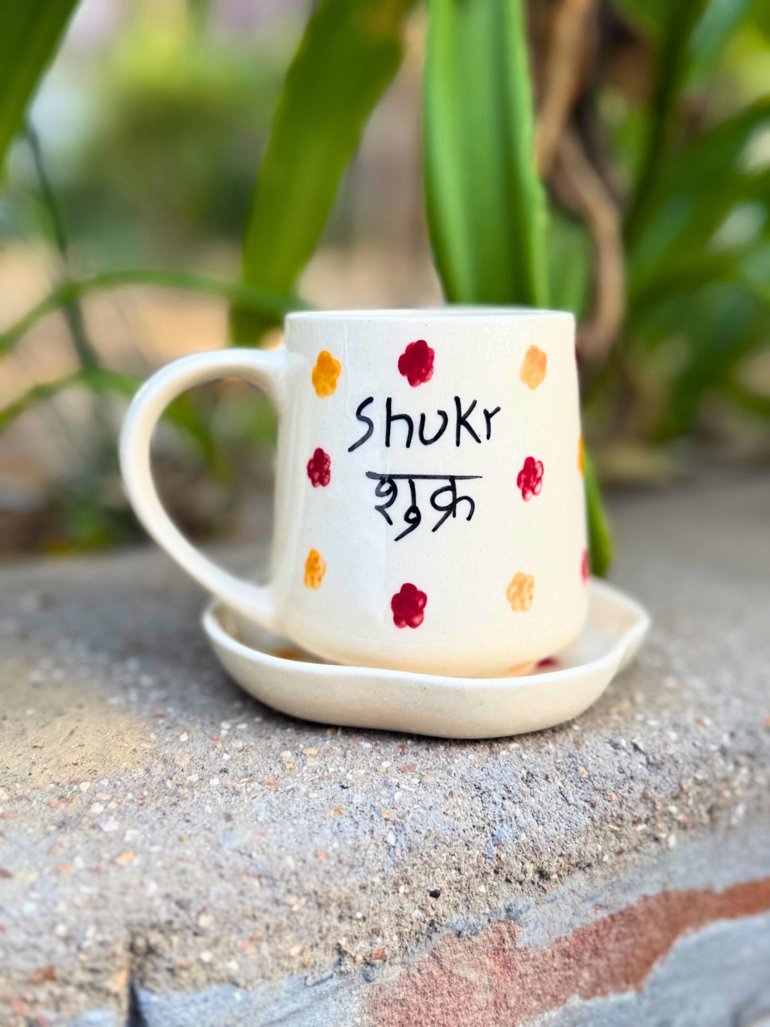 Shukr Mug & Handmade dessert Plate handmade in India