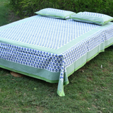 Blue & green motifs bedsheet