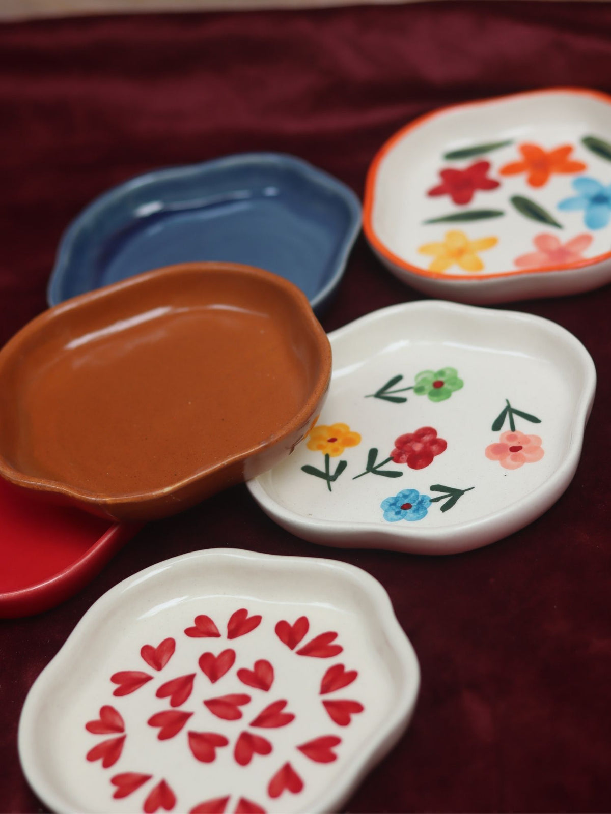 Set of 6 HandPainted & Neutrals Handmade Dessert Plate (for the price of 5) handmade in India