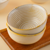 pearl white swirl curry bowl made by ceramic 