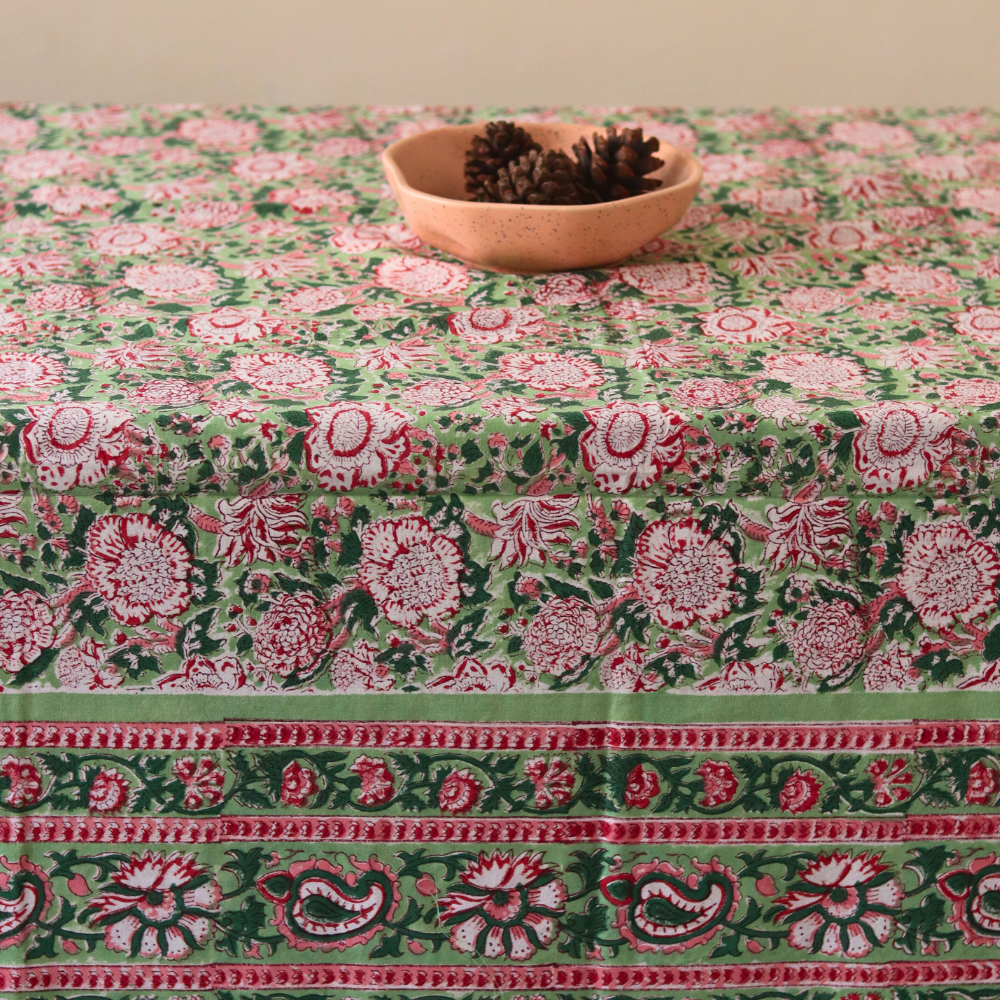 Pink table cloth handmade 