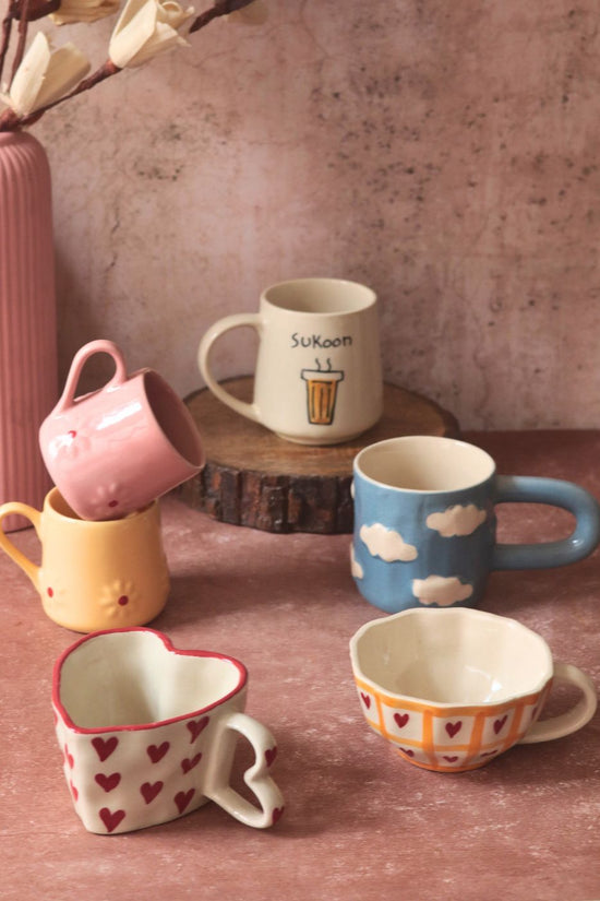 Set of 6 Aesthetic Brew Mugs (for the price of 5) handmade in india