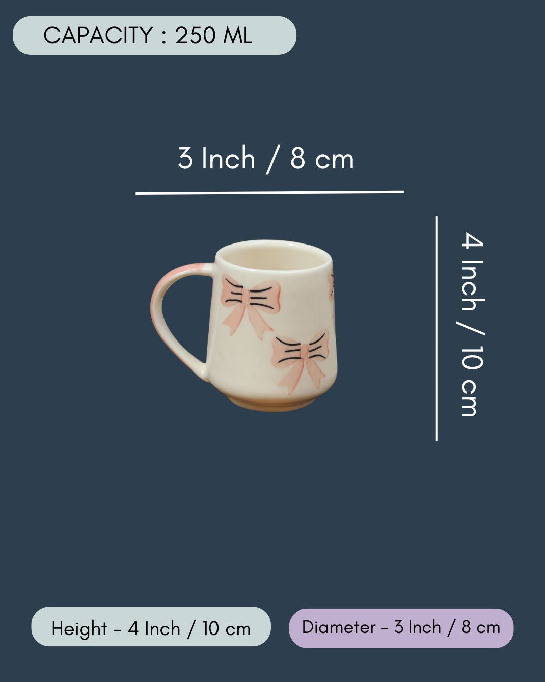 Bow mug - pink in a Gift Box