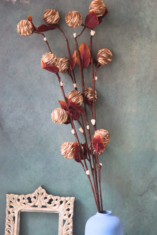 Dried handmade flower bouquet with vase