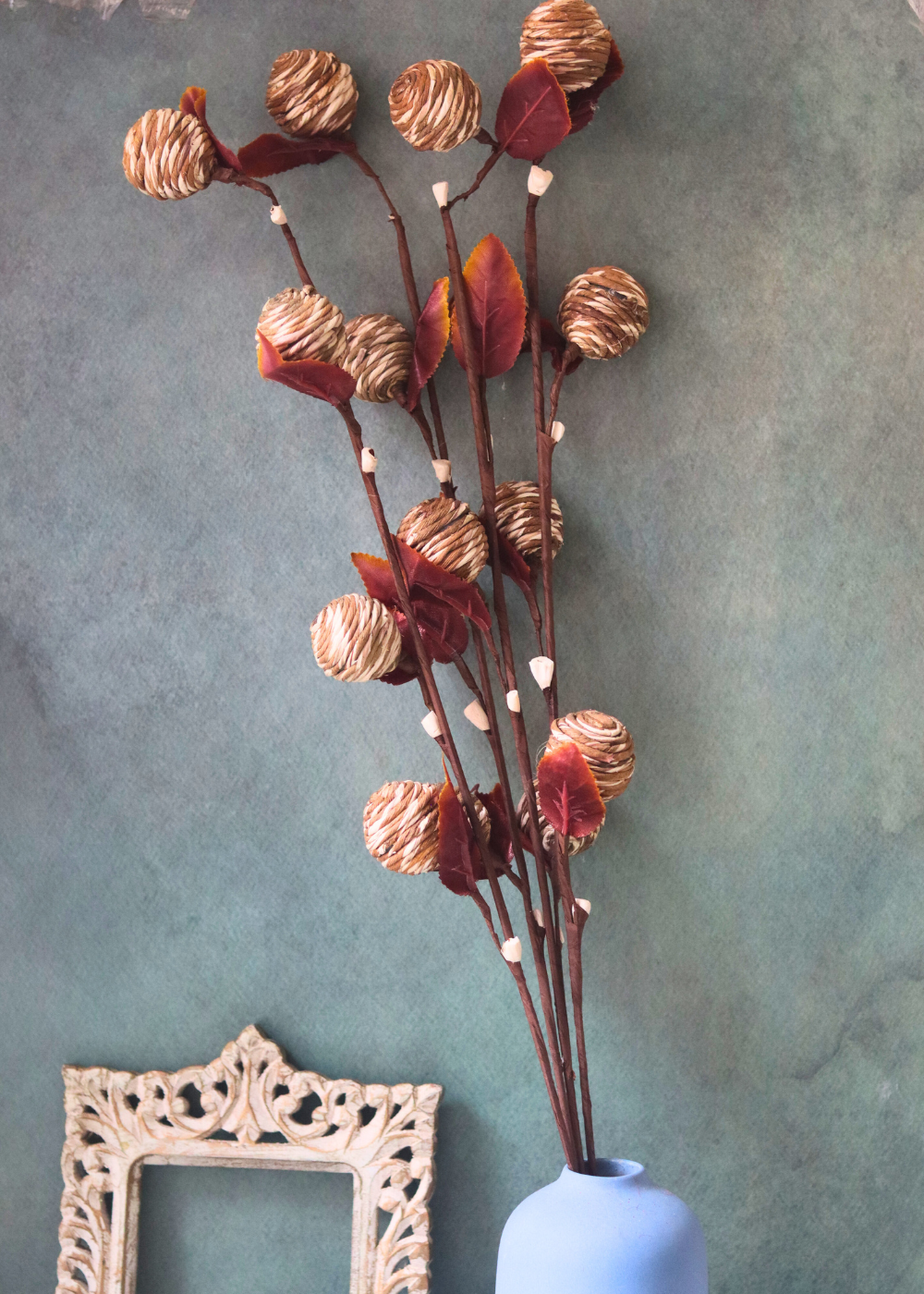 Dried handmade flower bouquet with vase