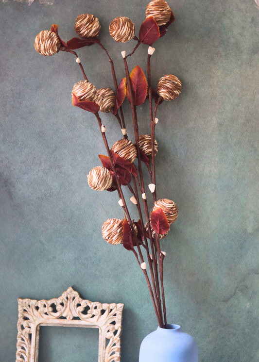 Dried handmade flower bouquet with vase