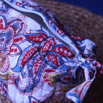 White Paisley Toiletry Bag - Small handmade in india