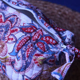 White Paisley Toiletry Bag - Small handmade in india