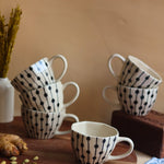 Black Dotted Lines Mug - Set of 6 made by ceramic