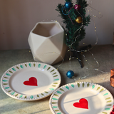 Dinnerware ceramic plate heart painted