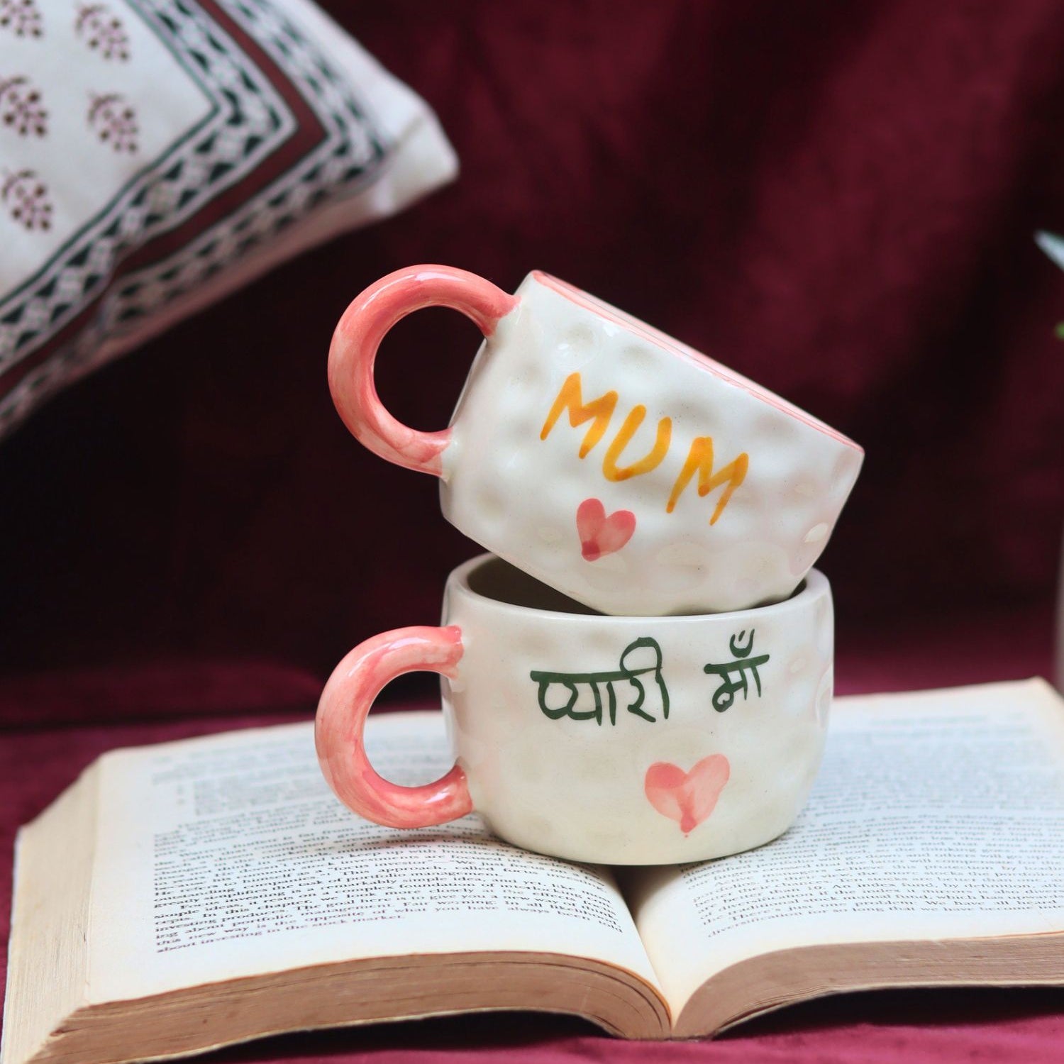 handmade Set of 2 - Pyaari Maa & Mum Mug combo