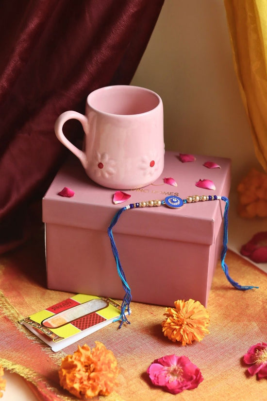 handmade Pink Lily Mug Rakhi Gift Box