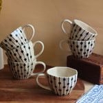 Black Dotted Lines Mug - Set of 6 handmade in india