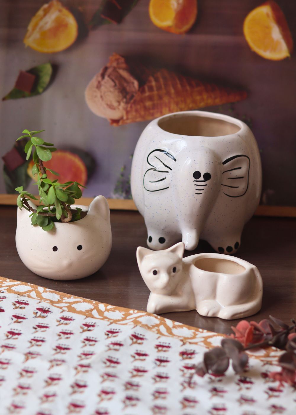 ele, Cat & kitty planter Combo