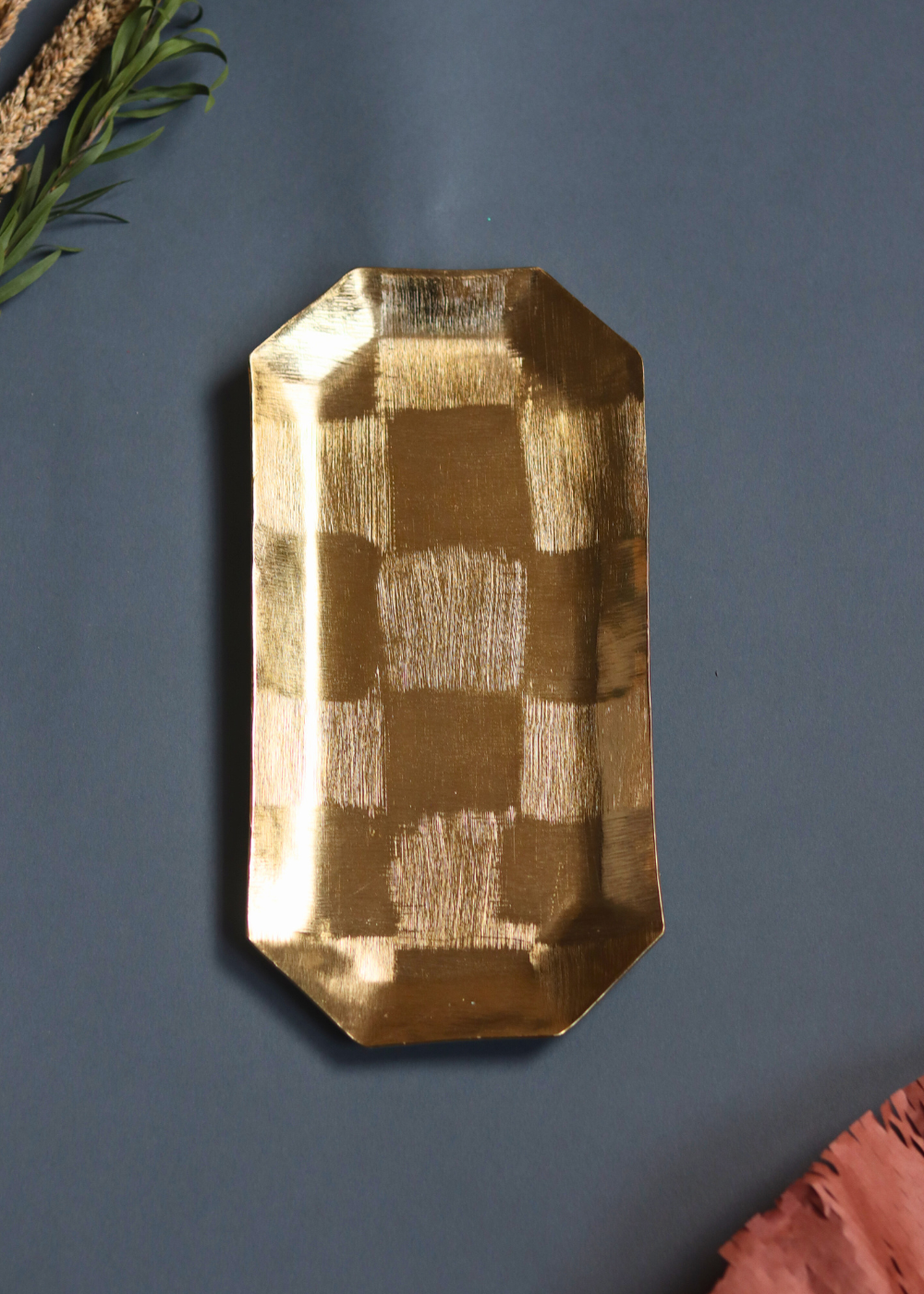 Handmade gold square platter stunning design