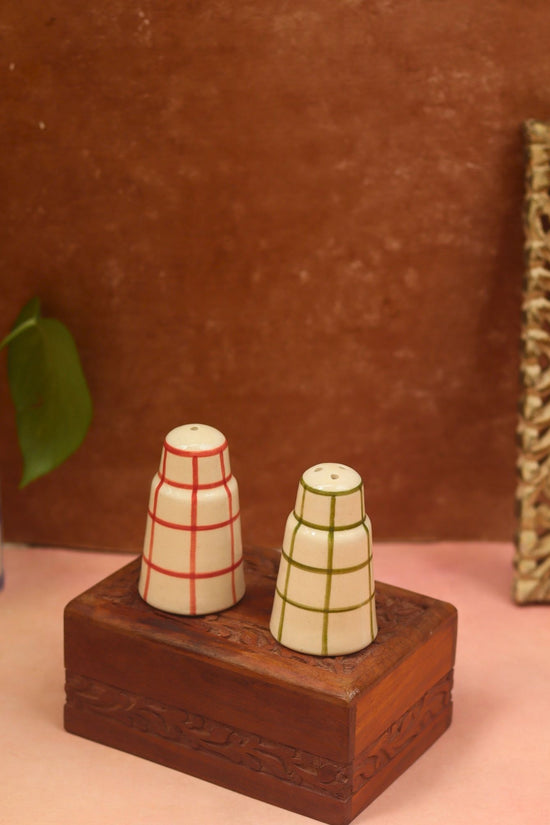 Handmade Chequered Salt Pepper Shakers