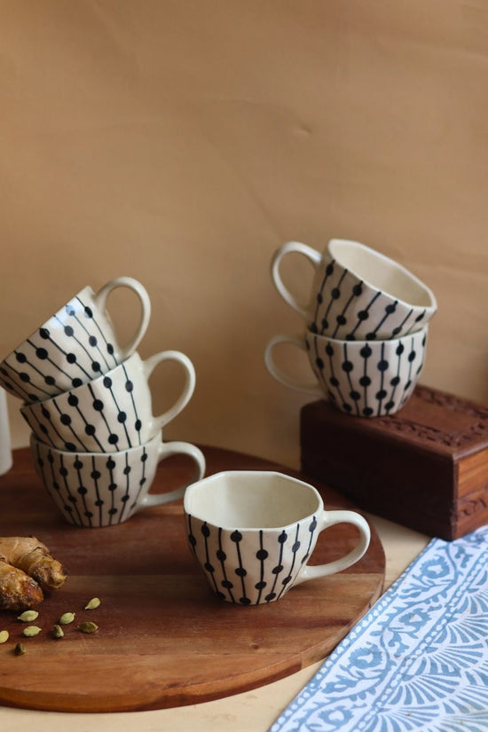 Black Dotted Lines Mug - Set of 6 with premium quality material