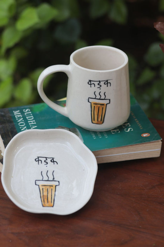 Kadak Mug & Handmade Dessert Plate handmade in india