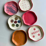 Set of 6 Neutral & Handpainted Dessert plate (for the price of 5) with premium quality material