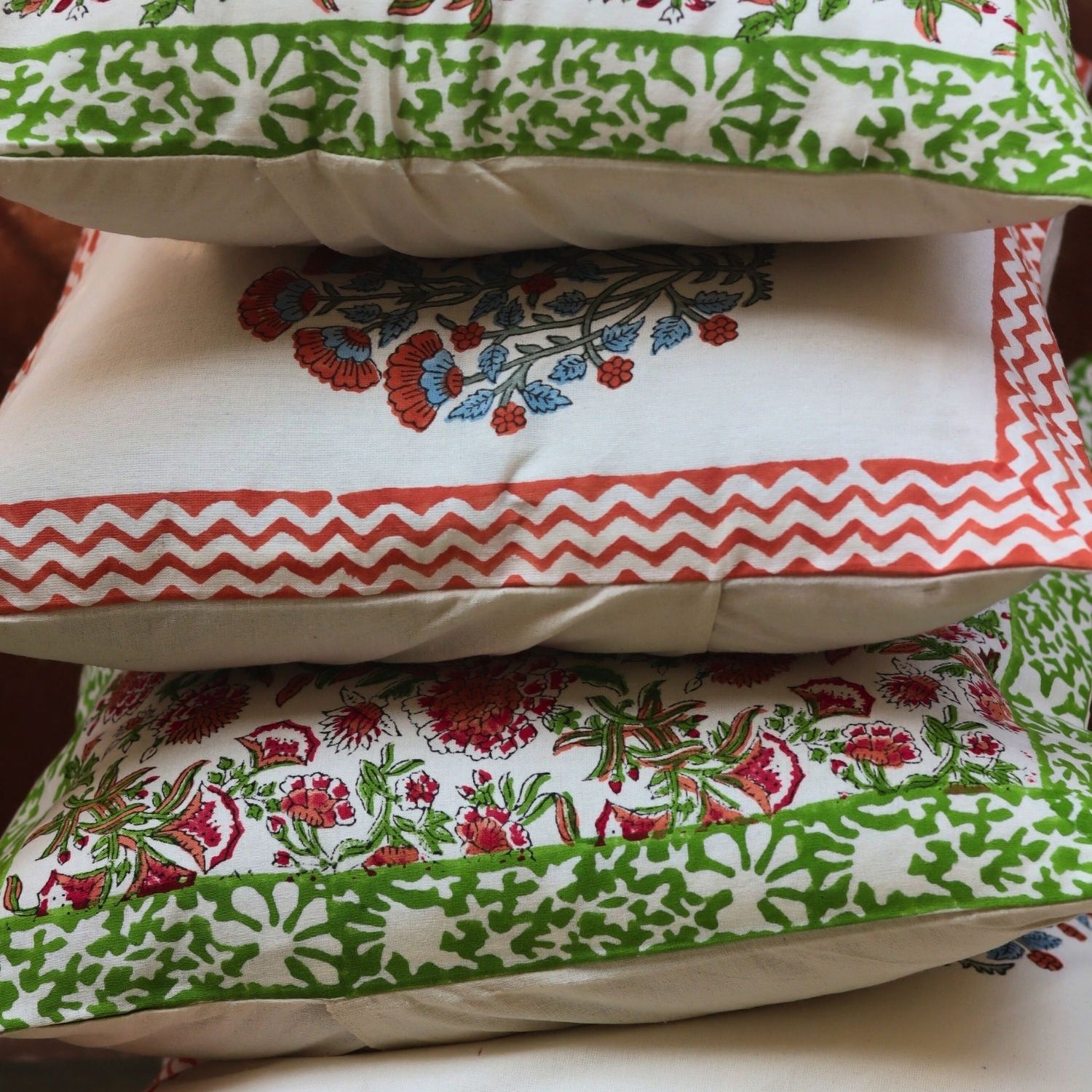 handmade Pink Bloom & Liana Vine Cushion Cover combo