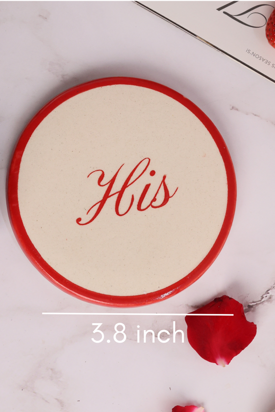 His handmade ceramic coaster breadth
