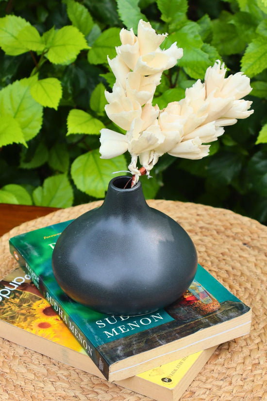 basic black vase handmade in india