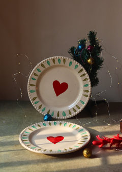 Handmade ceramic heart design plate 