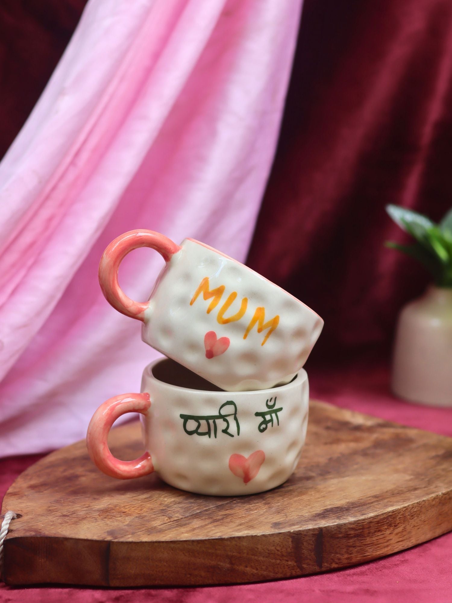 Set of 2 - Pyaari Maa & Mum Mug combo handmade in India