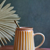 striped yellow mug handmade in india 