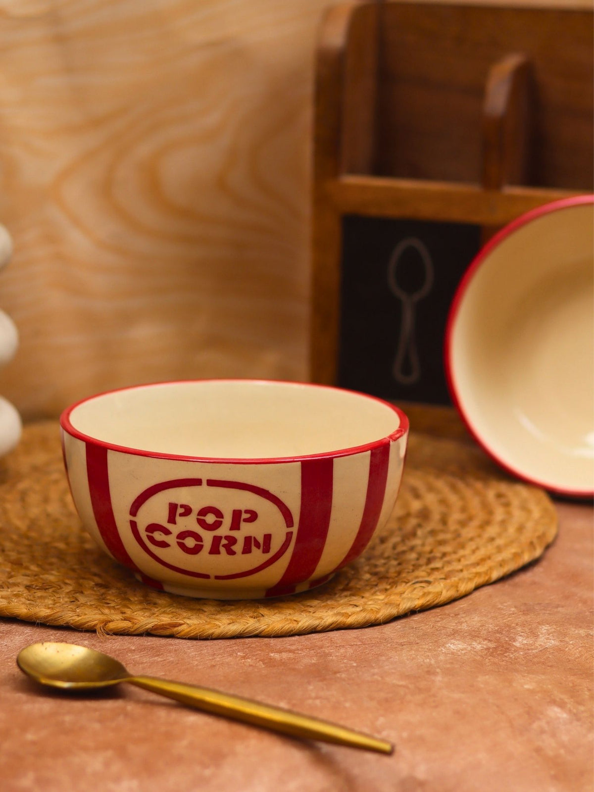 Set of 2 - Melon Sipper & Basic Popcorn Bowl Combo made by ceramic