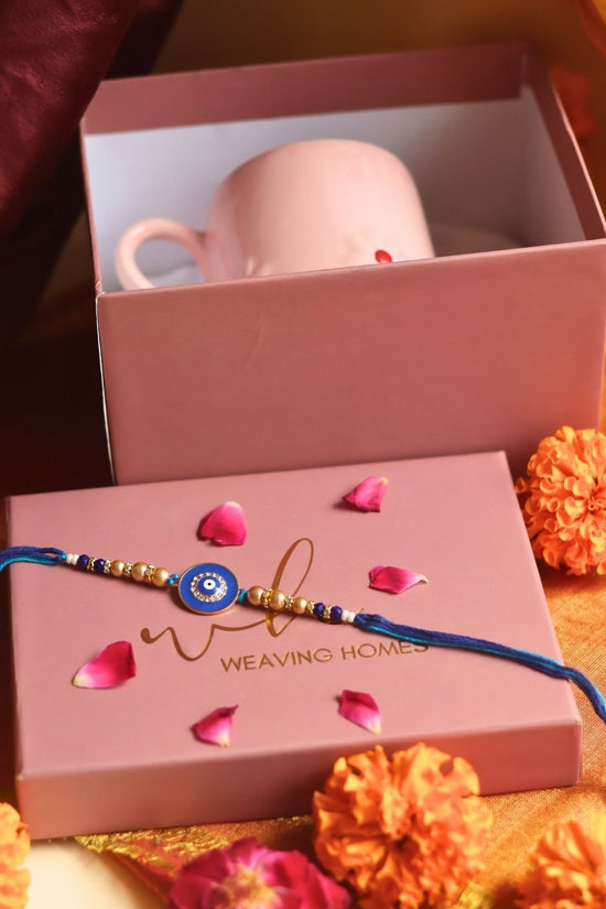 Pink Lily Mug Rakhi Gift Box handmade in India