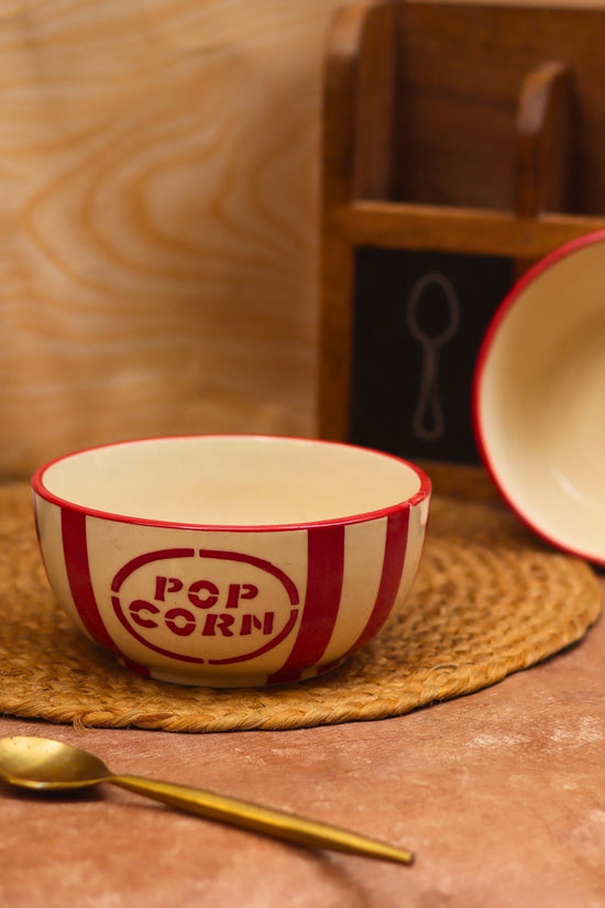 Set of 2 - Popcorn Bowl & Heart Sipper Combo made by ceramic