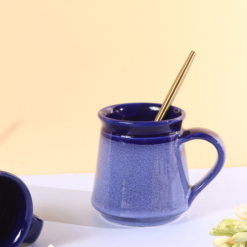 Handmade ceramic blue coffee mug