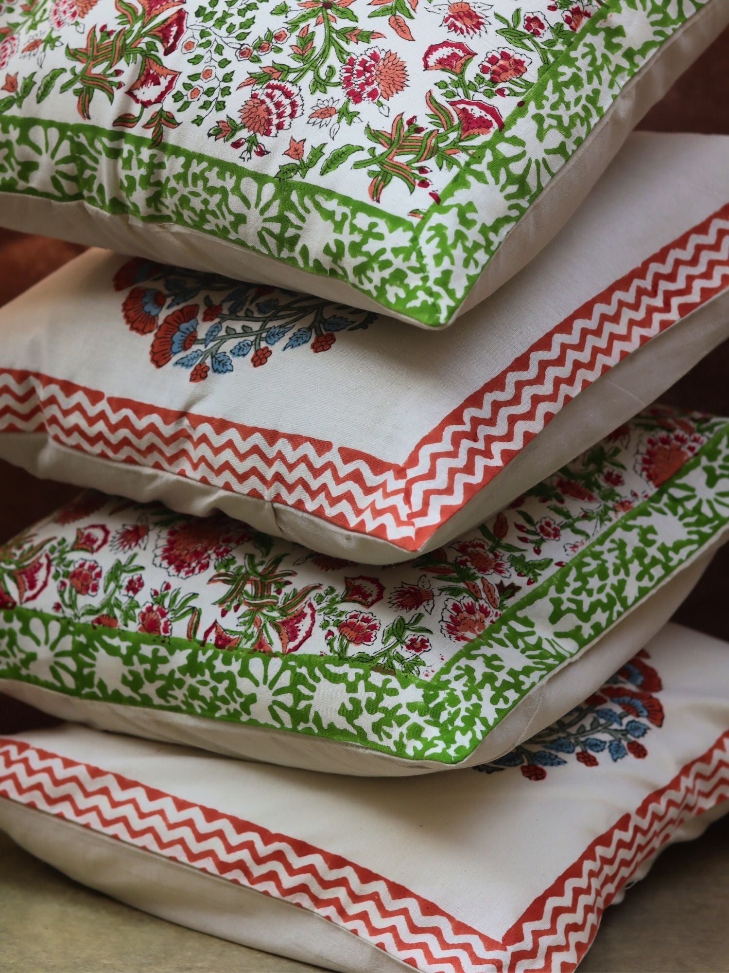 Pink Bloom & Liana Vine Cushion Cover combo made by cotton