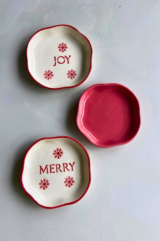 Handmade Joy, Merry & Red Handmade Dessert Plate