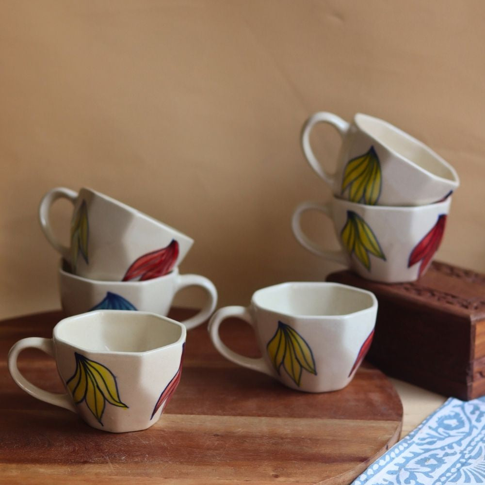 Handmade Petal Mugs - Set of 6