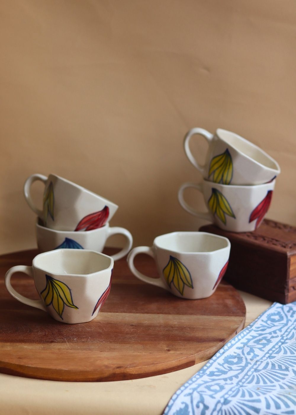 Handmade Petal Mugs - Set of 6