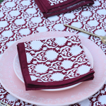 Maroon block printed table napkin