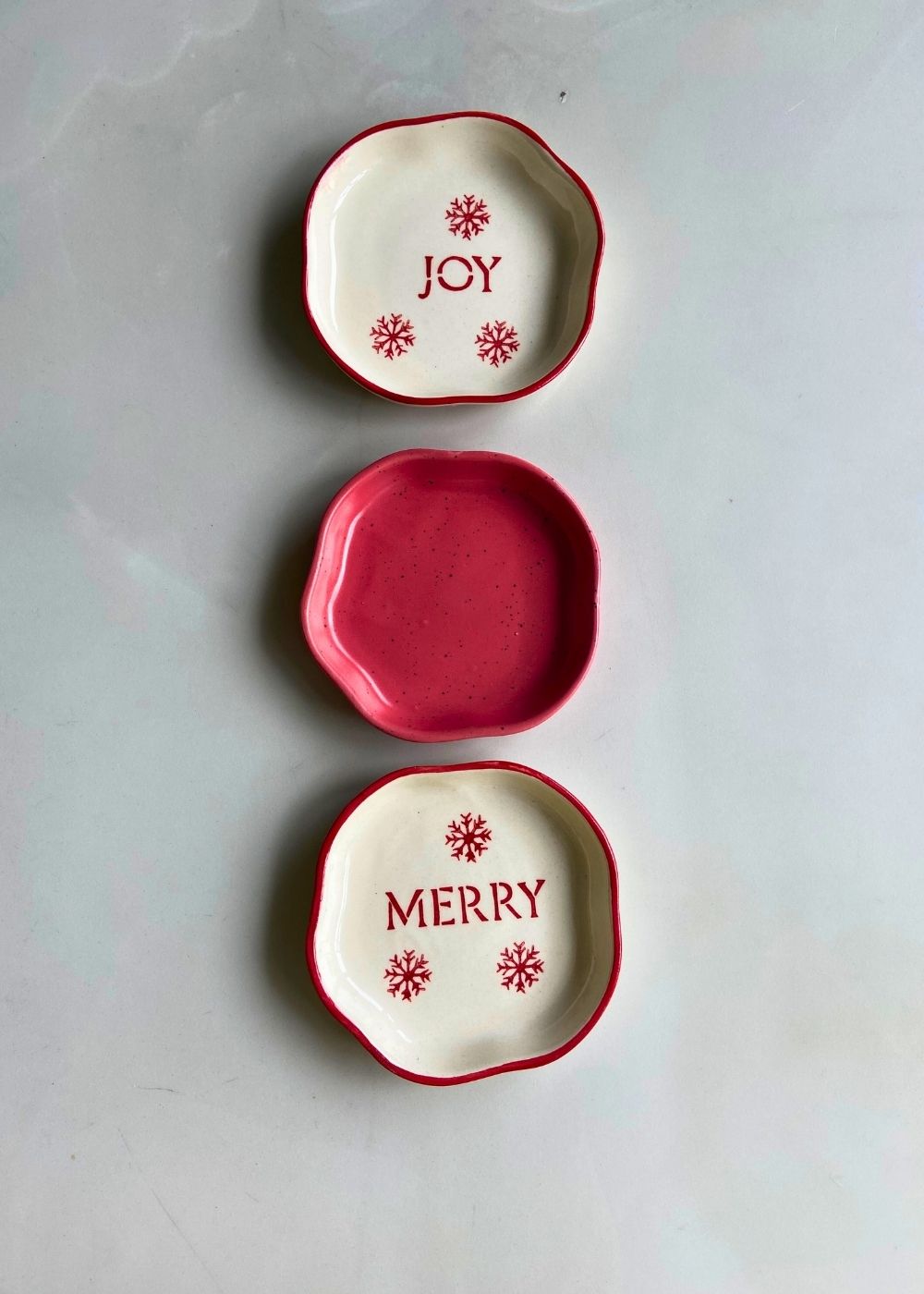 Joy, Merry & Red Handmade Dessert Plate made by ceramic