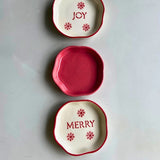 Joy, Merry & Red Handmade Dessert Plate made by ceramic