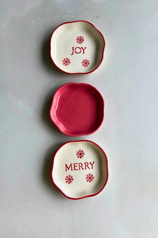 Joy, Merry & Red Handmade Dessert Plate made by ceramic