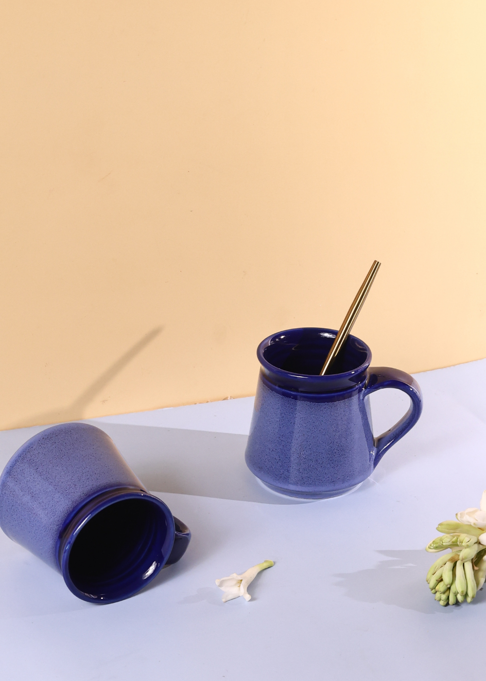Electric blue coffee mugs