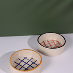 red & blue checks breakfast bowl made by ceramic 
