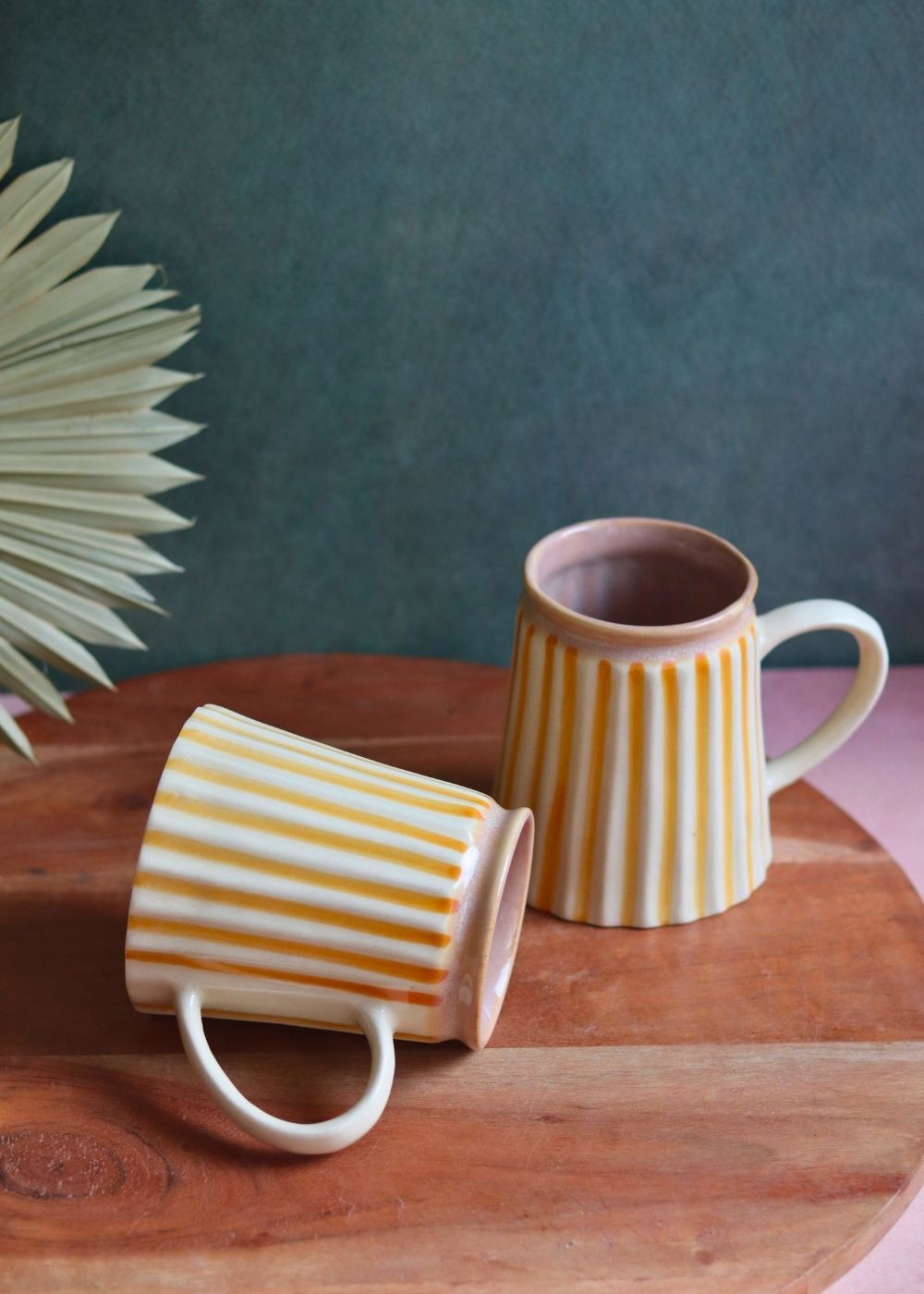 striped yellow mug with premium quality material