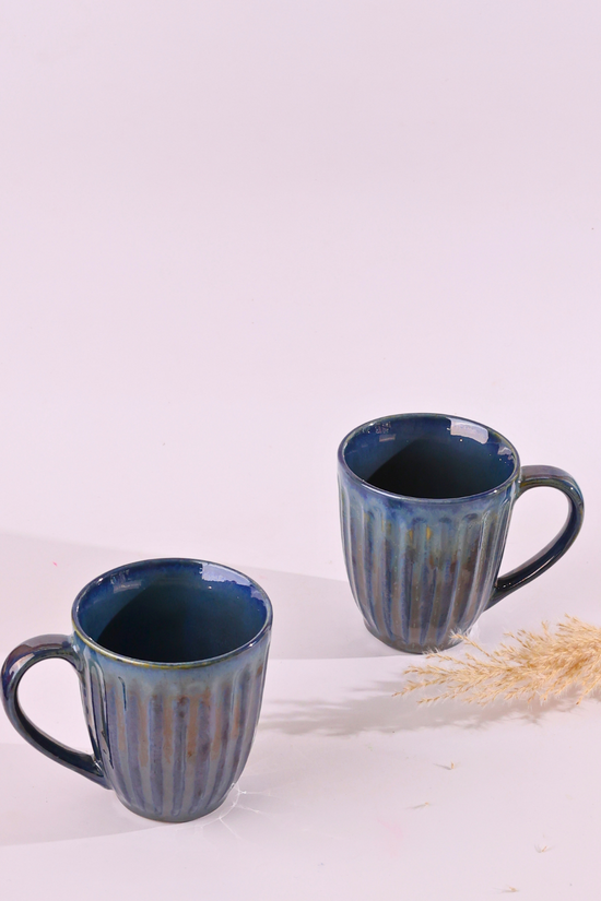 Metallic blue vintage coffee mugs 