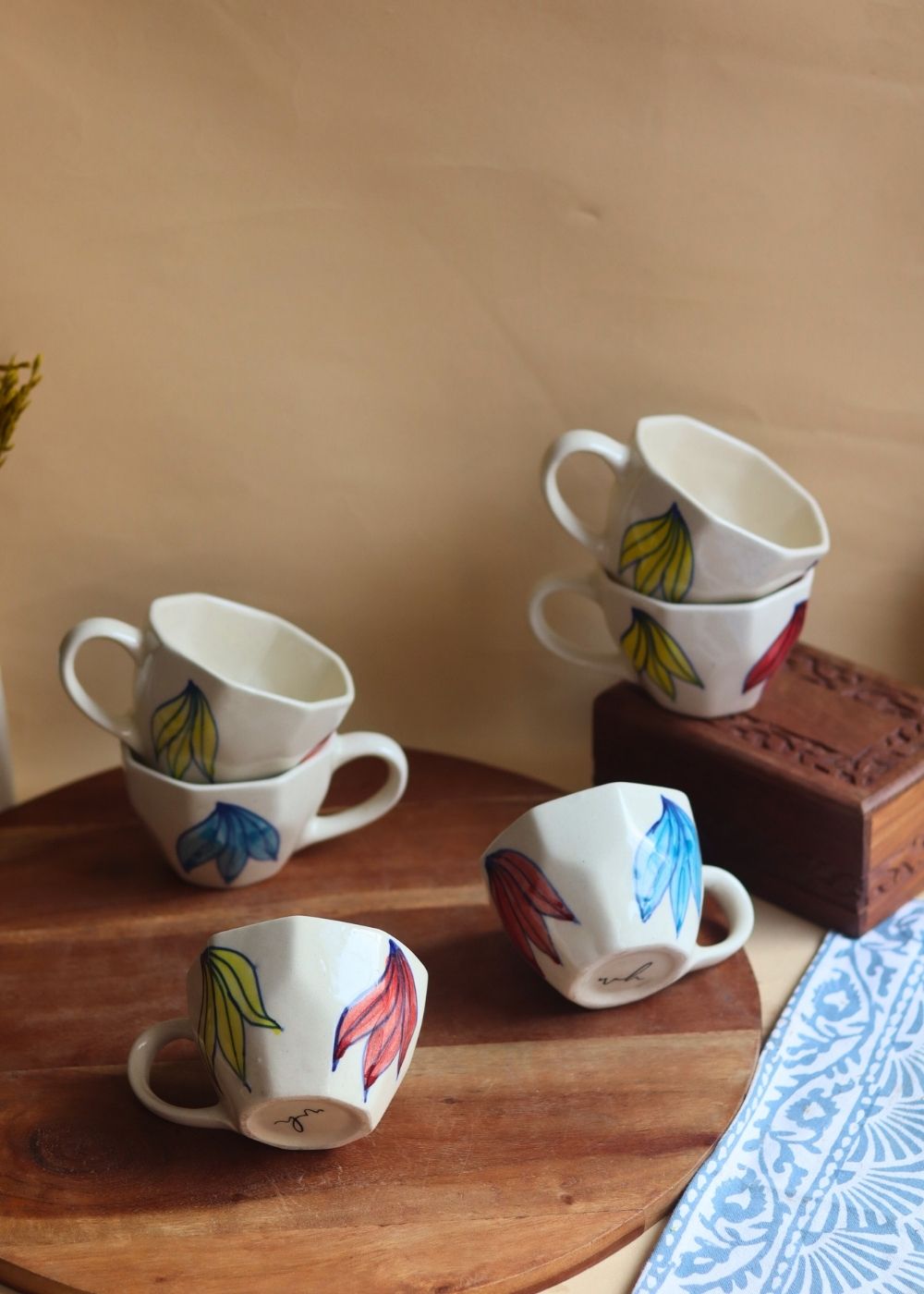 Petal Mugs - Set of 6 made by ceramic