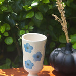 Blue Floral Wine Glass made by ceramic