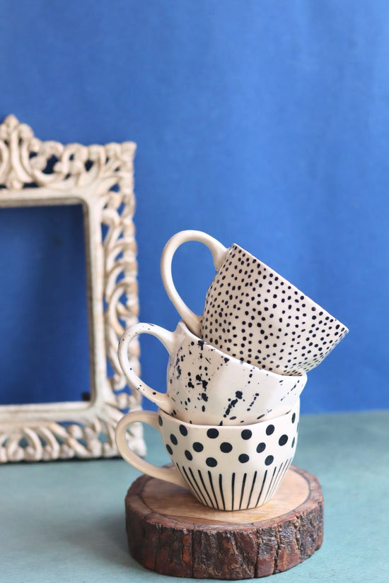 Handmade Set of 3 - Black & White Bliss Mugs