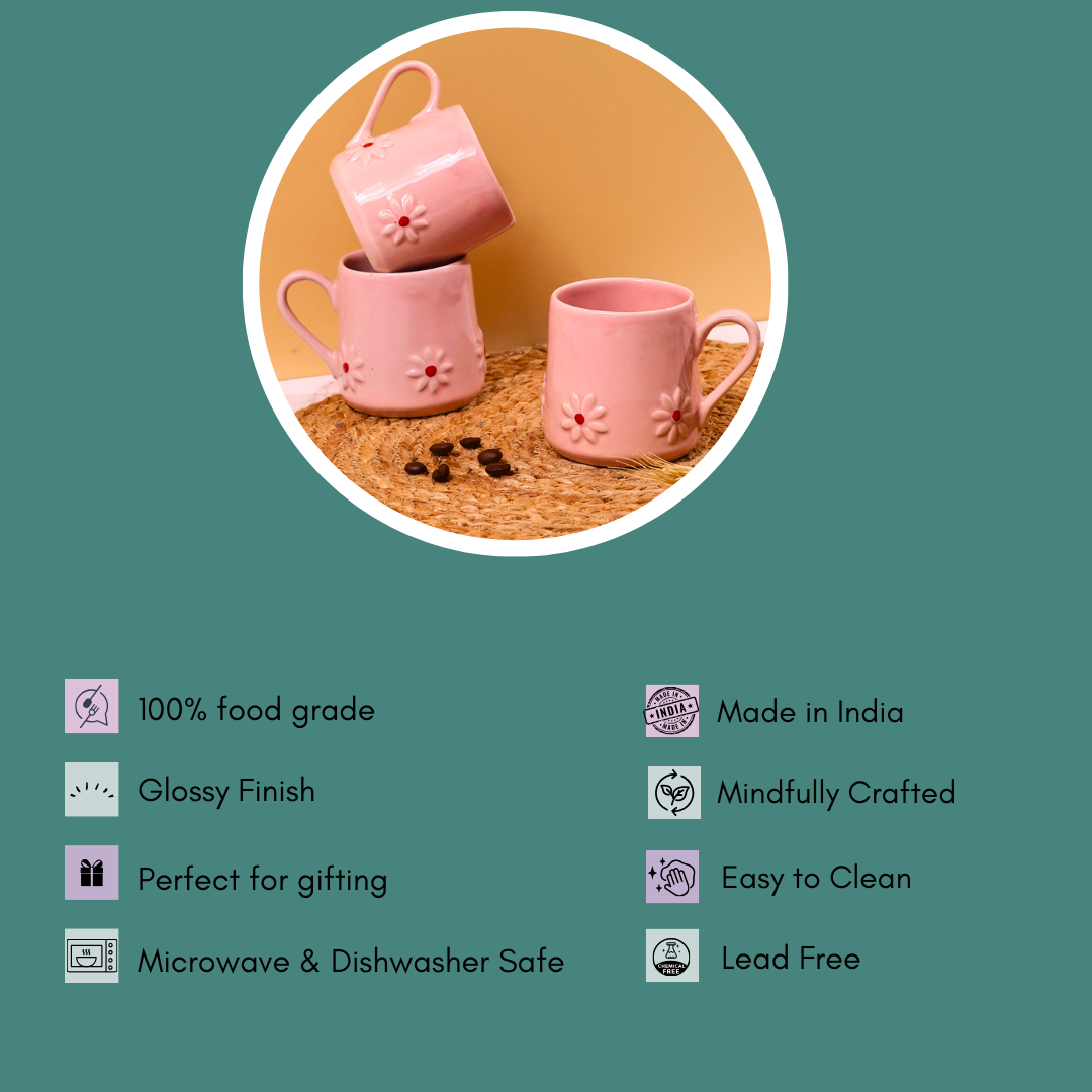 pink lily mug with details