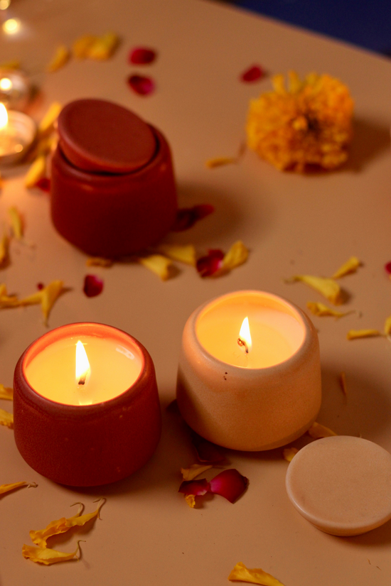 jar candles - sandal wood & Mogra set of two